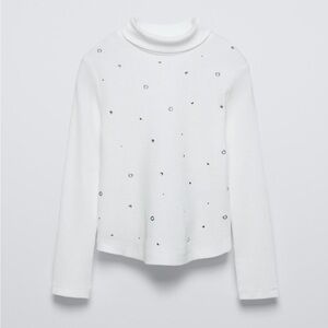 NWOT‎ ZARA girls turtleneck with rhinestone detail 12/13